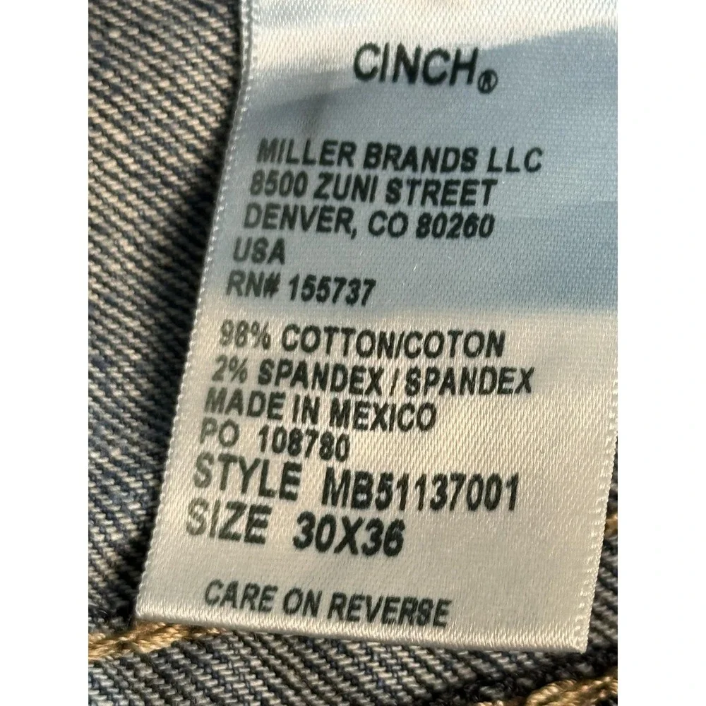 Cinch Grant Jeans Mens 30x34 Med Wash Blue Relaxed Bootcut Distressed Denim